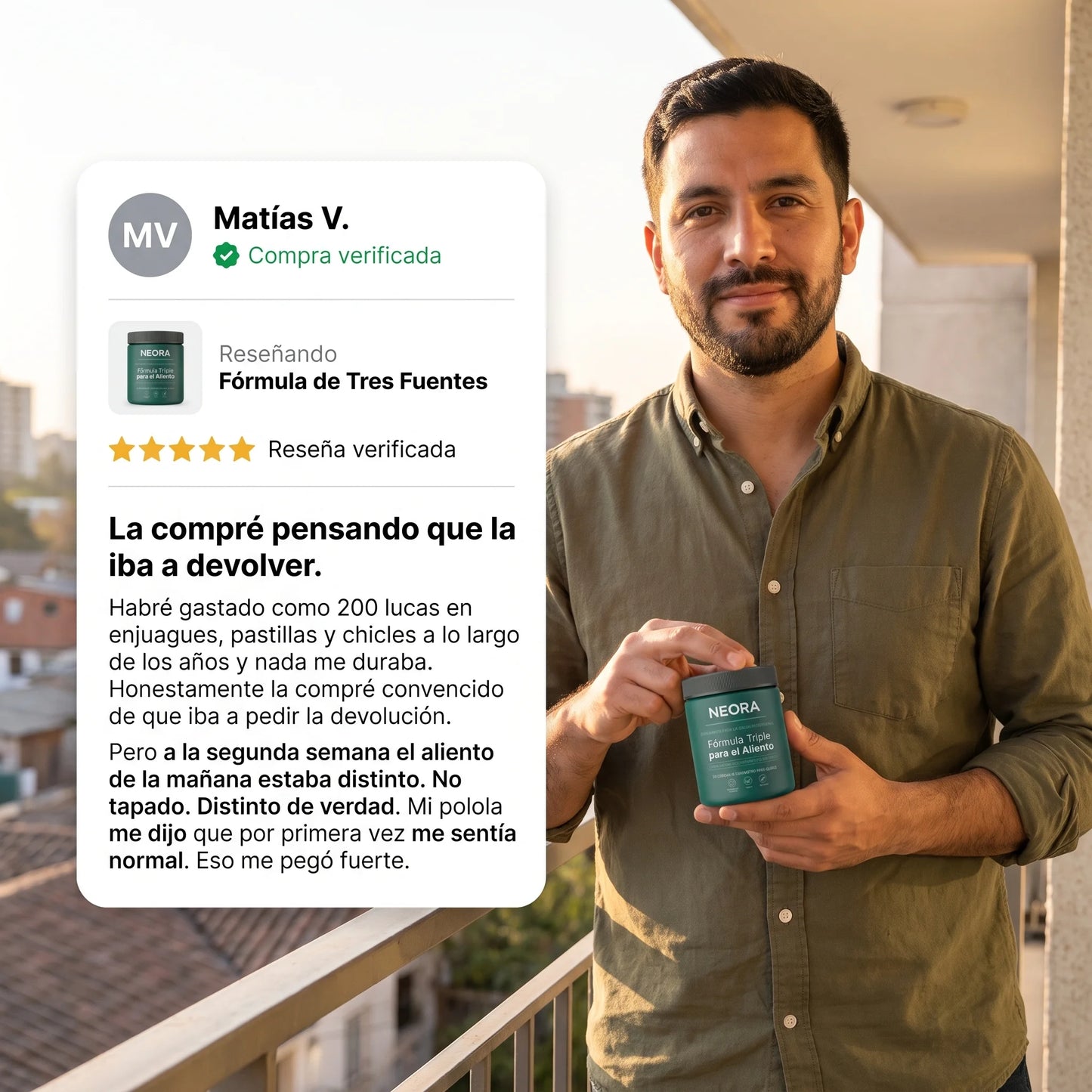 Fórmula para el aliento de tres fuentes (intestino · boca · hígado)